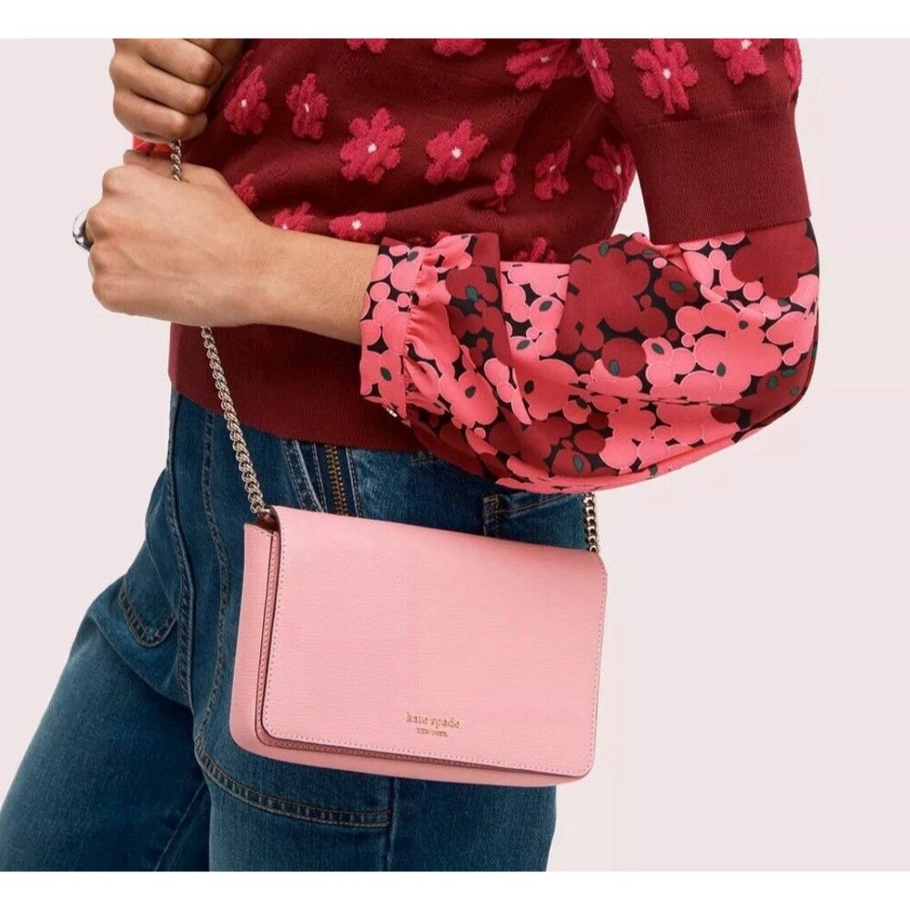 KATE SPADE New York Sylvia Blush Pink Chain Wallet Crossbody Minor Scuff NWOT